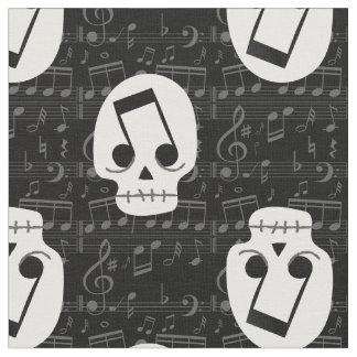 Tissu note de musique gothique yeux crâne macabre