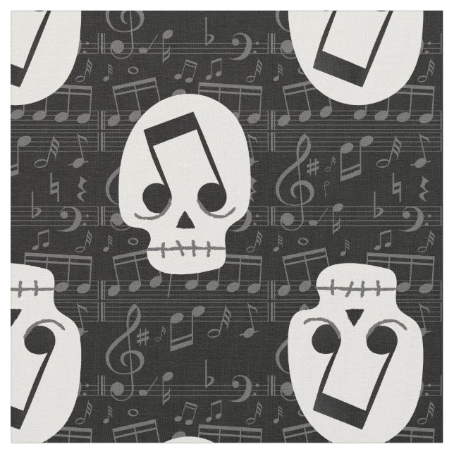 Tissu note de musique gothique yeux crâne macabre (Fermer)