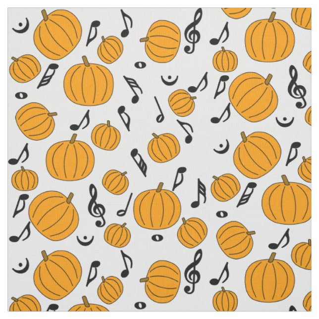 Tissu Notes citrouilles et musicales (Échantillon)