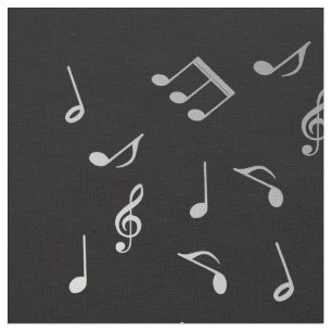 Tissu notes de musique argentées
