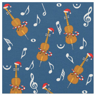 Tissu Notes de musique Cello Santa Hat