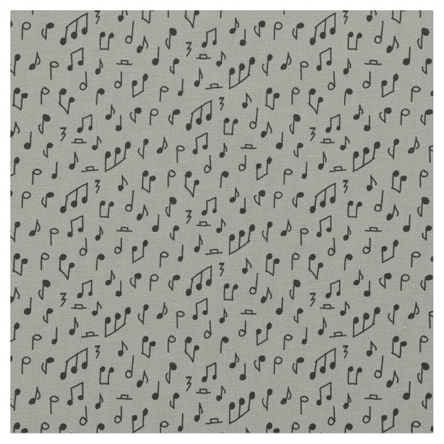Tissu Notes de musique Doddle noires sur gris moyen (Fermer)
