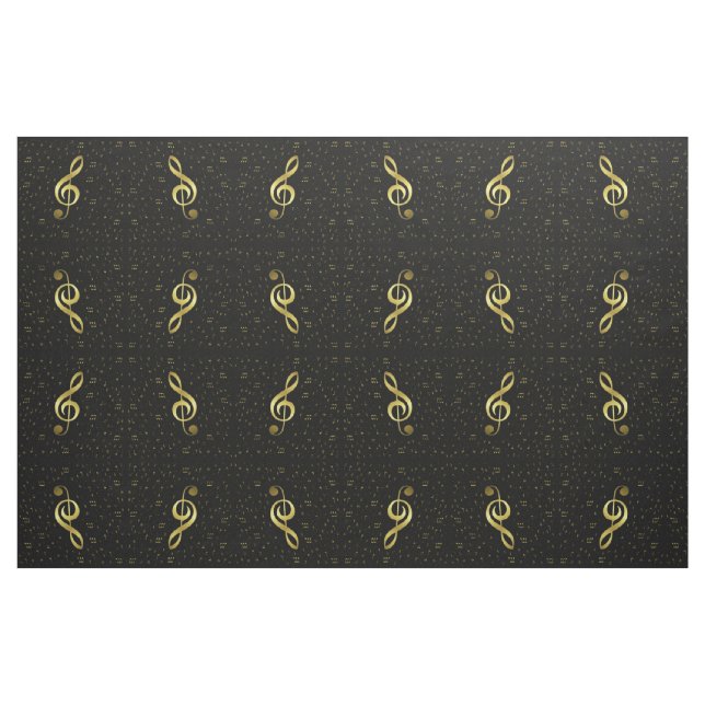 Tissu notes de musique d'or en noir (Fat Quarter)