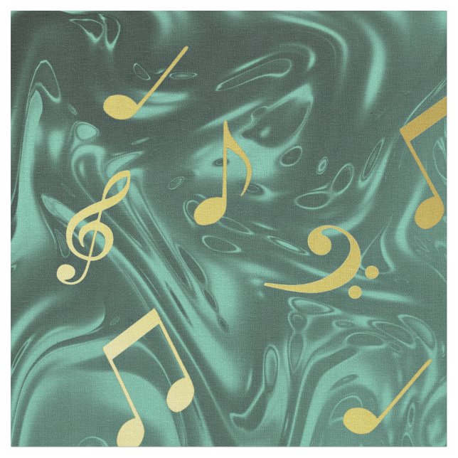 Tissu notes de musique dorée à l'essence (Fermer)