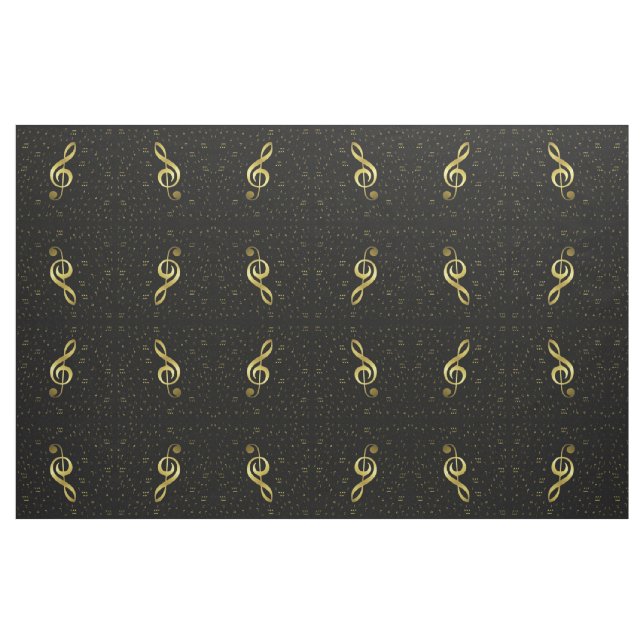 Tissu notes de musique dorées sur fond noir (Fat Quarter)