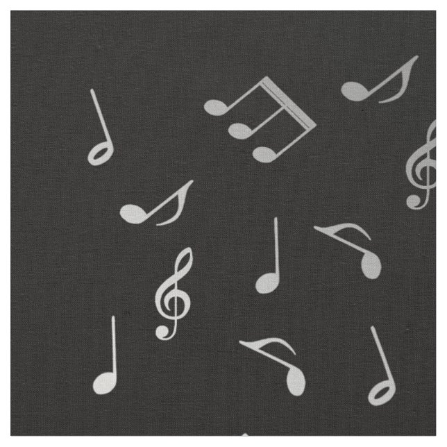 Tissu notes de musique en argent (Fermer)