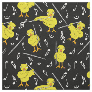 Tissu Notes de musique Flute Chick