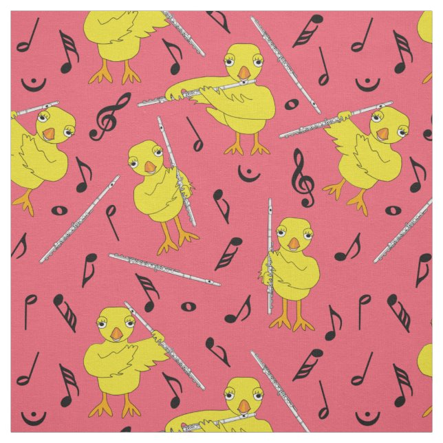 Tissu Notes de musique Flute Chick (Échantillon)