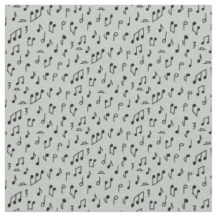 Tissu Notes de musique noires sur gris