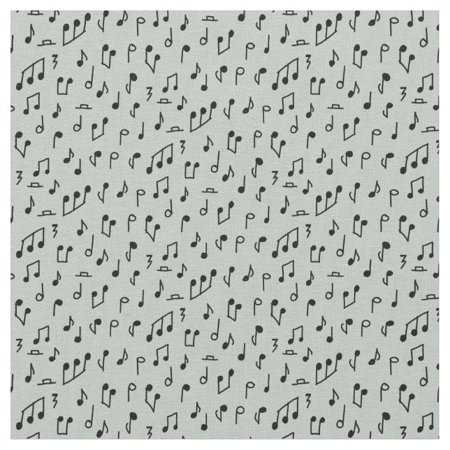 Tissu Notes de musique noires sur gris (Fermer)