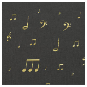 Tissu notes de musique or