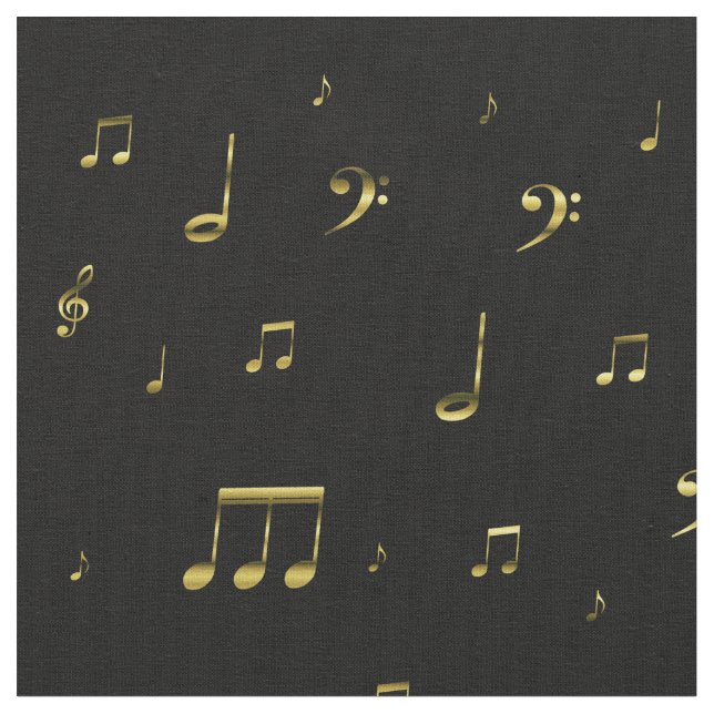Tissu notes de musique or (Fermer)