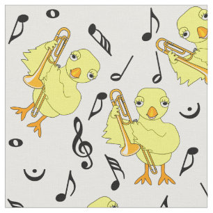 Tissu Notes de musique Trombone Chick
