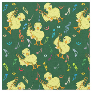 Tissu Notes de musique Trombone Chick