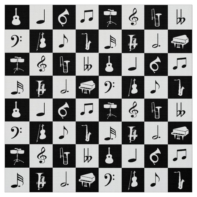 Tissu Notes et instruments de musique moderne et élégant (Échantillon)