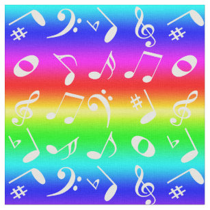 Tissu Notes musicales à l'anglaise Motif Rainbow Gradien