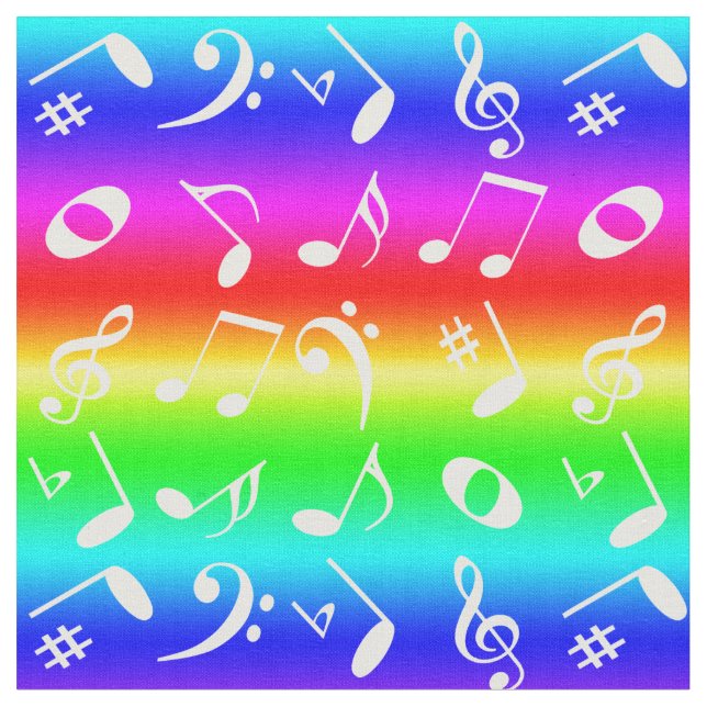 Tissu Notes musicales à l'anglaise Motif Rainbow Gradien (Fermer)