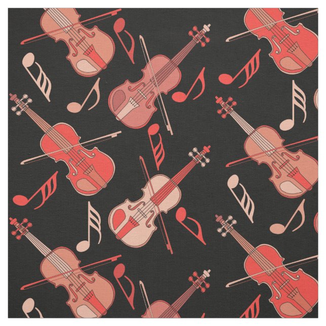 Tissu Notes musicales de violons à la ligne (Échantillon)
