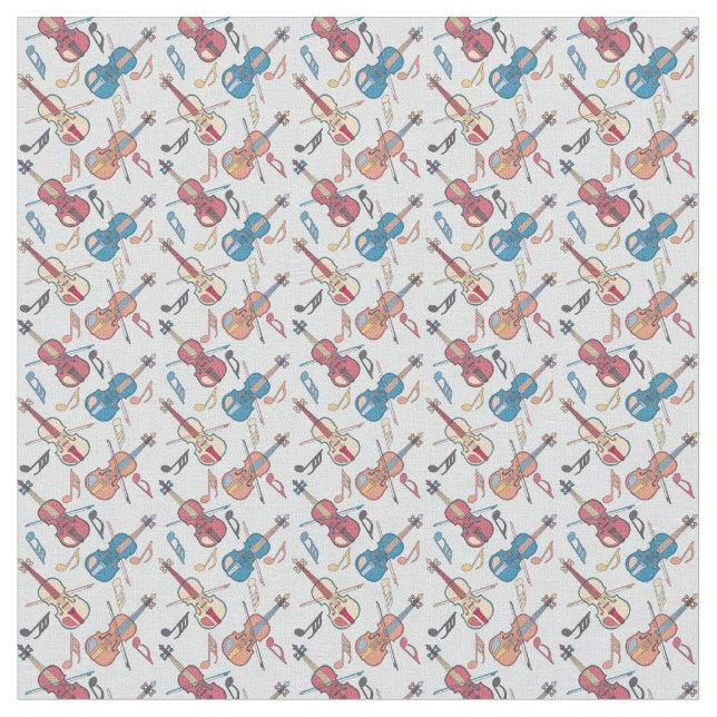 Tissu Notes musicales de violons à la ligne (Fermer)