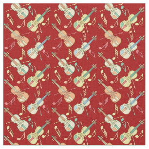 Tissu Notes musicales de violons à la ligne