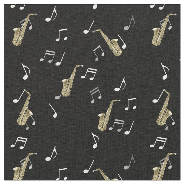 Tissu Notes musicales et saxophones Jazzy  (Fermer)