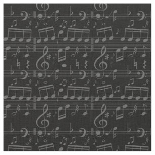 Tissu notes musicales noires partition musicale