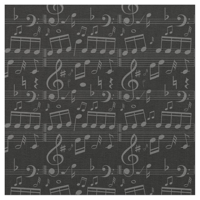 Tissu notes musicales noires partition musicale (Fermer)