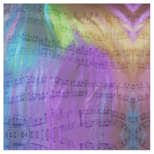 Tissu Notes musicales psychédéliques
