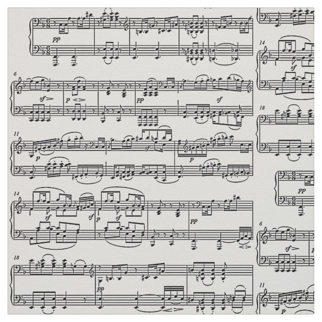 Tissu notes musicales / symboles musicaux (Échantillon)
