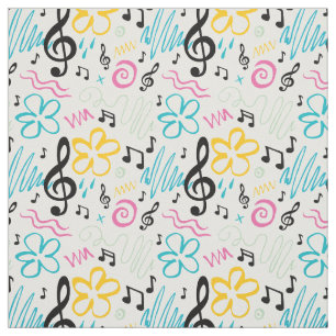 Tissu Notes musicales Treble Clef Musician Band 90s Styl