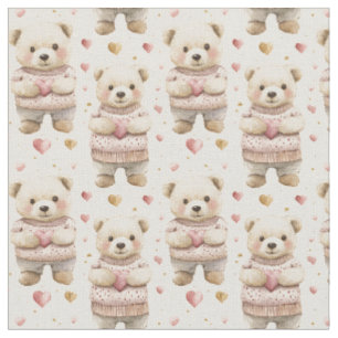 Tissu Nounours & Coeurs