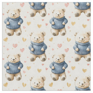 Tissu Nounours en pulls bleus