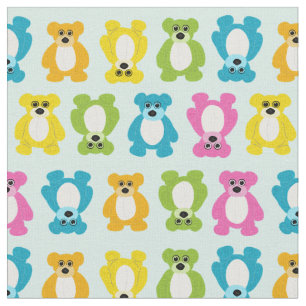 Tissu nounours en Rainbow Colors sur Mint Green
