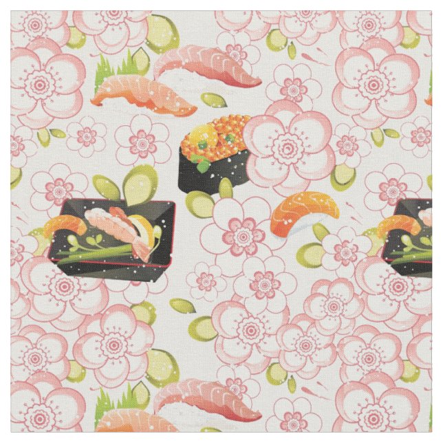 Tissu Nourriture japonaise : Motif 2 de sushi (Fermer)
