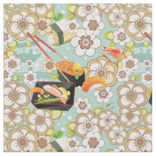 Tissu Nourriture japonaise : Motif 4 de sushi