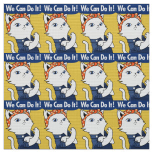 Tissu Nous Pouvons Le Faire ! Chat blanc Rosie le Rivete