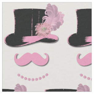 Tissu Nouveauté rose de moustache, de casquette, de