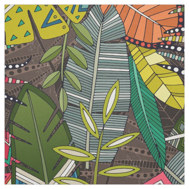 Tissu noyer de boho hojas (Échantillon)