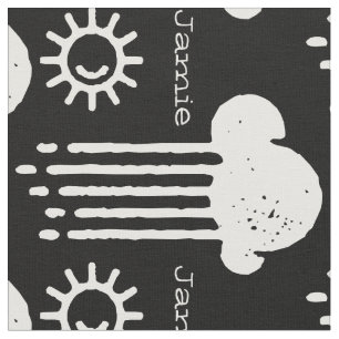 Tissu Nuage de pluie noir et blanc Personnalisé