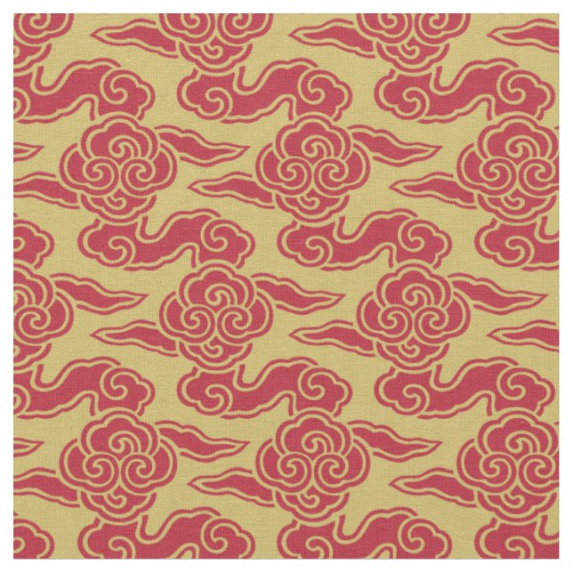 Tissu Nuages japonais Or rouge (Fermer)