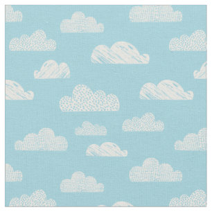 Tissu Nuages texturés sur bleu clair