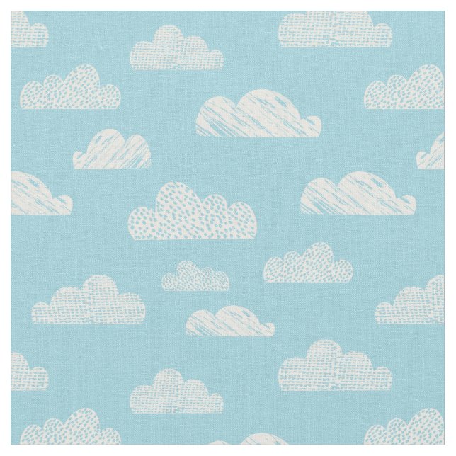 Tissu Nuages texturés sur bleu clair (Fermer)