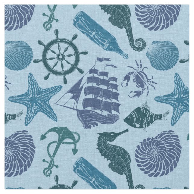 Tissu Nuances nautiques de motif bleu (Fermer)