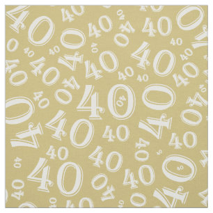 Tissu Numéro de Cool du 40e anniversaire Motif Or/Blanc