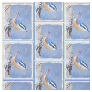 Tissu Nuthatch à poitrine rouge Peinture d'art original 