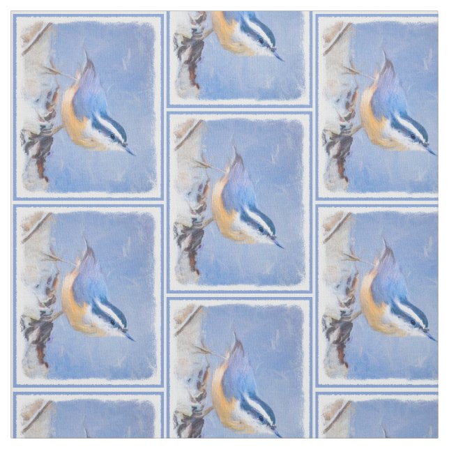 Tissu Nuthatch à poitrine rouge Peinture d'art original  (Échantillon)