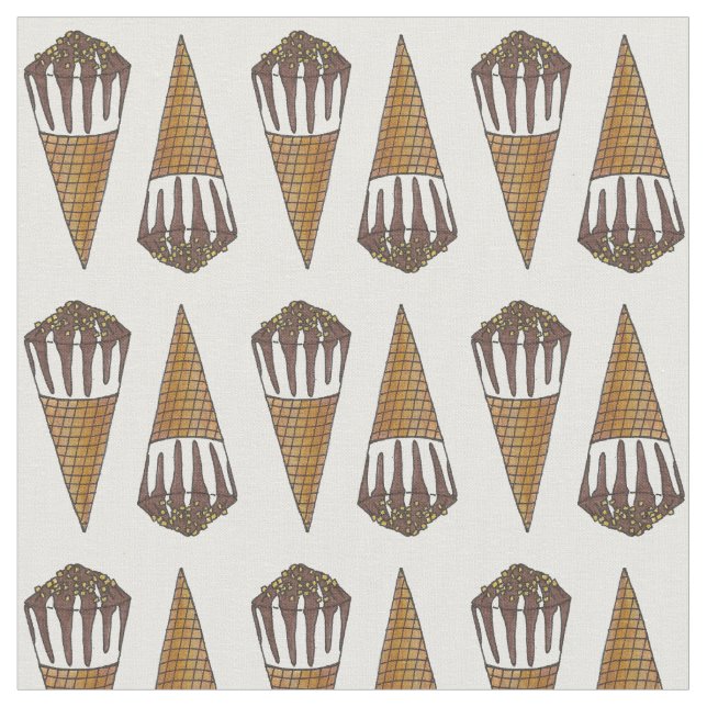 Tissu Nutty Chocolate Vanilla Ice Cream Cone Fun Amusant (Fermer)