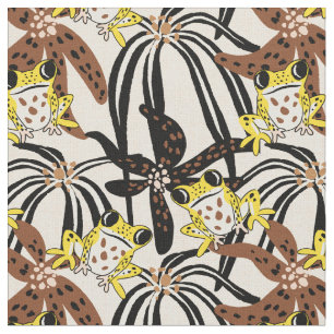 Tissu Oasis tropical vibrant grenouille exotique - jaune