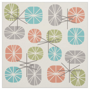 Tissu Oblongs Motifs du milieu du siècle coloré multicol