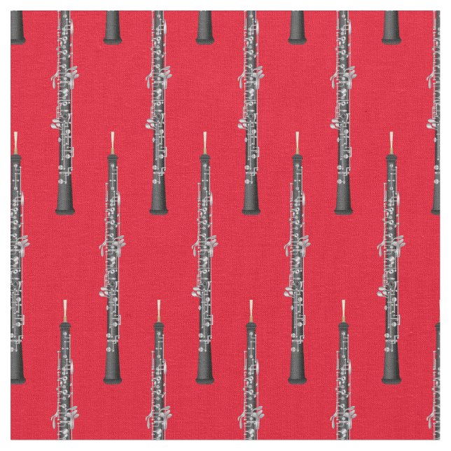 Tissu Oboe Music Musicien Salle Décor Rouge (Fermer)